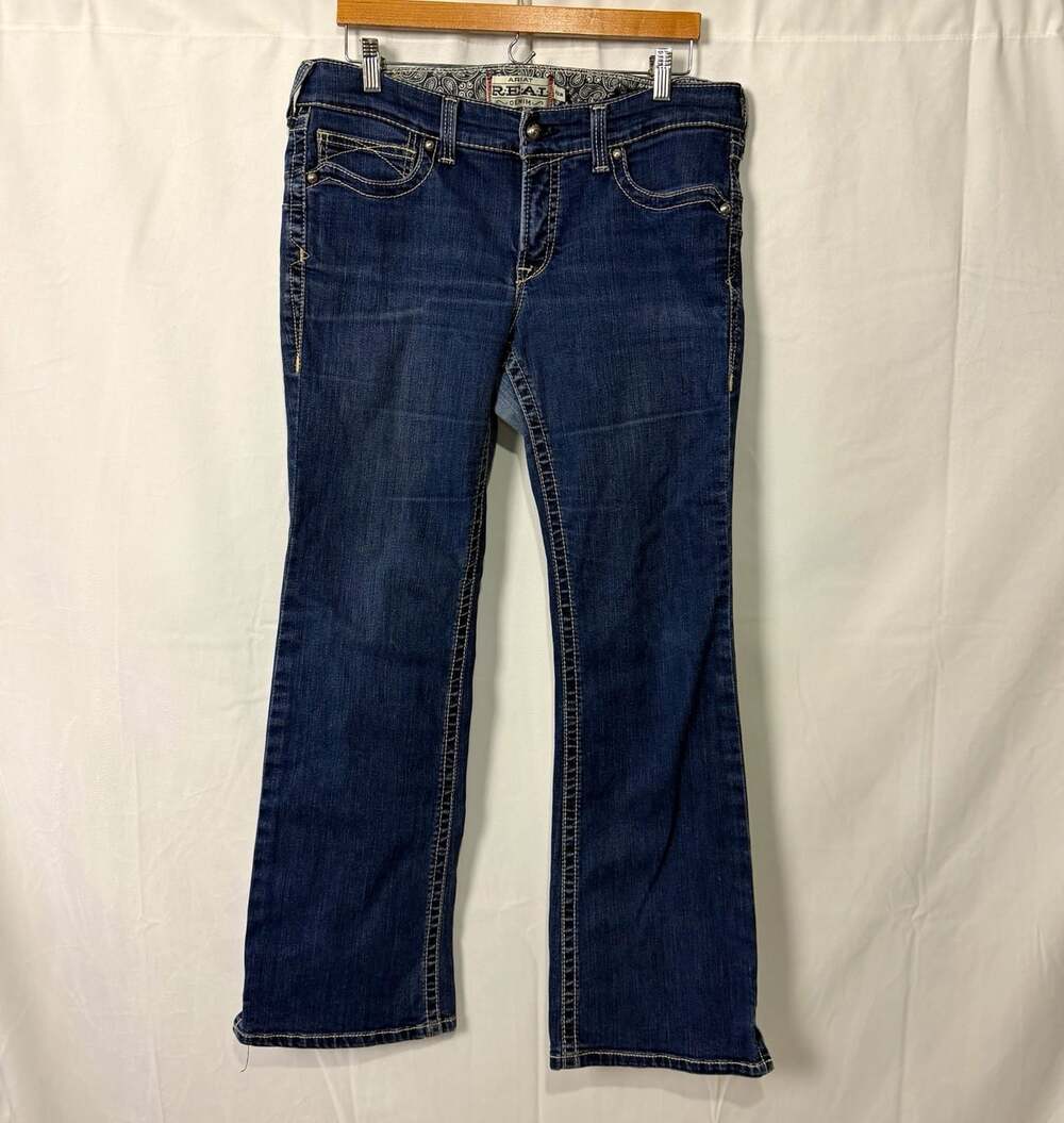 Ariat REAL Denim Womens Bootcut Jeans 32R Bling Pockets Stretch Western